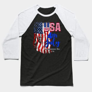 Retro American Flag 4th of JULY Patriotic USA Baseball T-Shirt